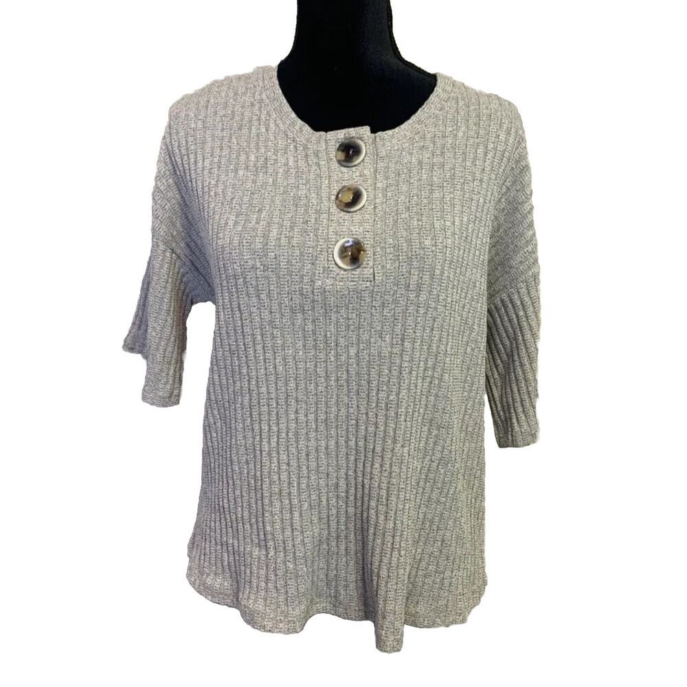 No Less Than Womens Boho Sweater Size Medium Oatmeal Oversized Cottage Core